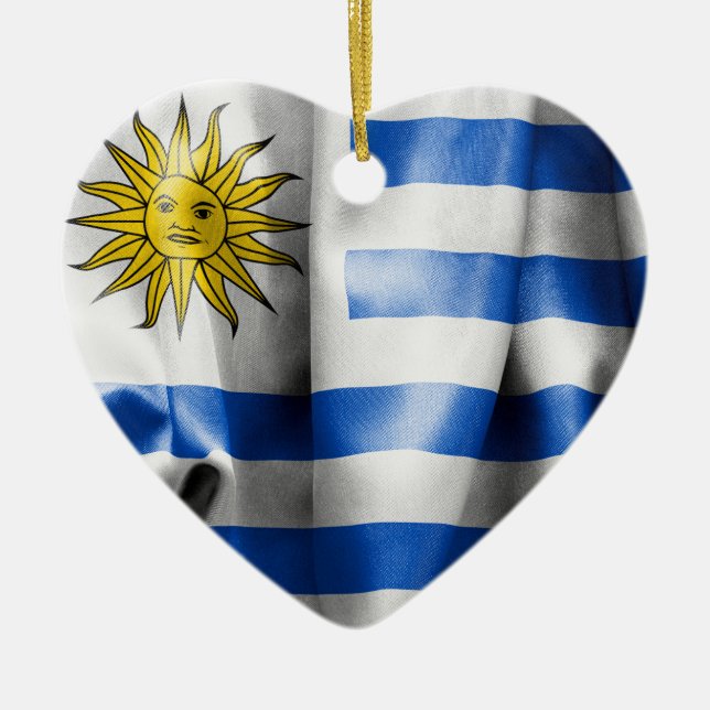 Ornement en forme de cœur avec drapeau uruguayen (Devant)
