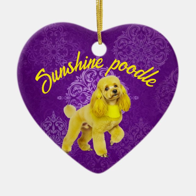 Ornement en forme de coeur de caniche personnalisé (Devant)