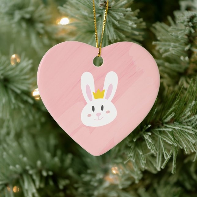 Ornement en forme de cœur de lapin rose mignon (Arbre)