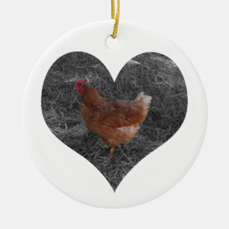 Ornement en forme de coeur de Noël de poulet