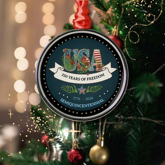 Ornement En Métal 1776-2026 Semiquincentennial Midnight Blue (1776-2026 Semiquincentennial Midnight Blue Metal Ornament)