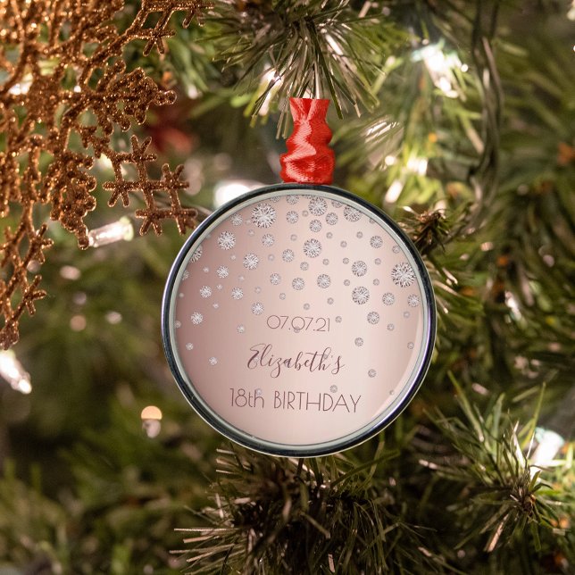 Ornement En Métal 18e anniversaire rose or diamants nom étincelant (Créateur téléchargé)