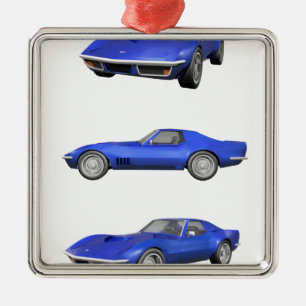 Ornement En Métal 1970 Corvette : Finition bleue :