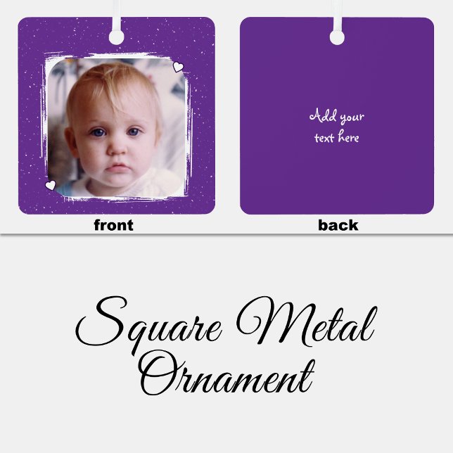 Ornement En Métal 1 photo custom text keepsake purple (Créateur téléchargé)
