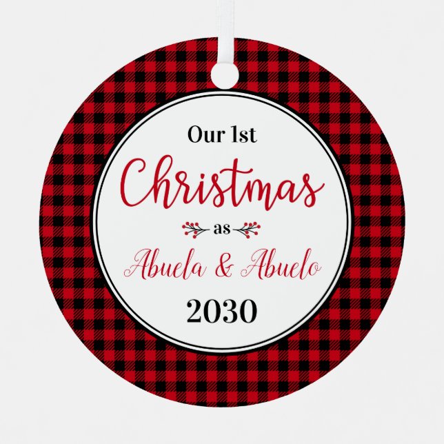 Ornement En Métal 1er Noël Abuela Abuelo Photo (Recto)