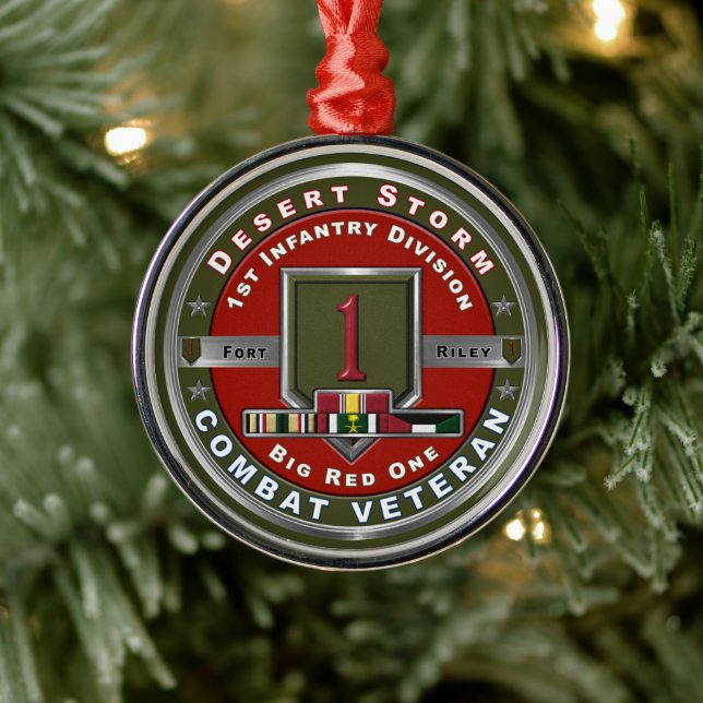 Ornement En Métal 1re Division d'infanterie Tempête du désert Vétéri (Arbre)