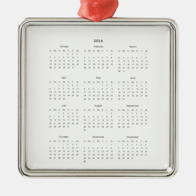 Ornement En Métal 2014 cadeaux de calendrier (Devant)