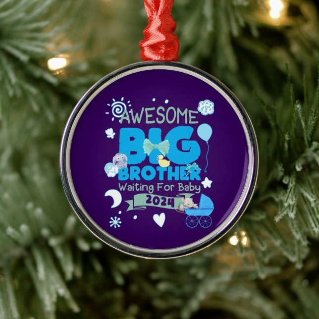 Ornement En Métal 2024 Big Brother attend un nouveau bébé (Arbre)