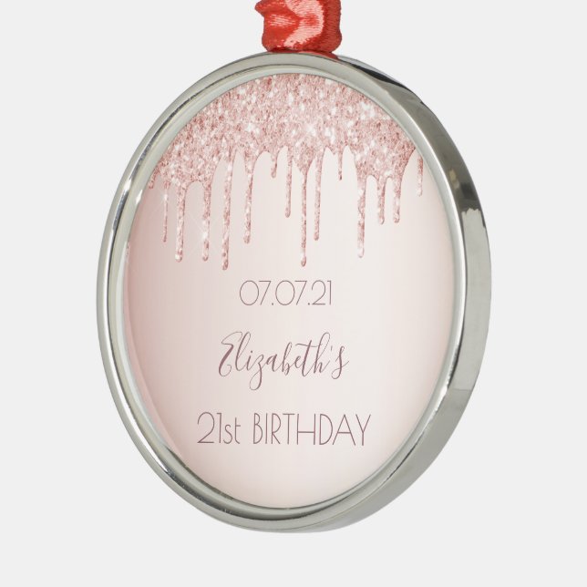 Ornement En Métal 21e anniversaire rose gouttes de parties scintilla (Gauche)