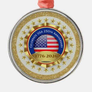 Ornement En Métal 250e anniversaire USA patriotique 1776–2026