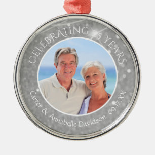 Ornement En Métal 25e anniversaire Photo Silver Sparkle