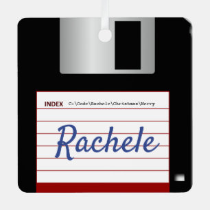 Ornement En Métal 2-sided Floppy Disk with Command Prompt Greeting