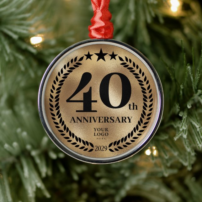 Ornement En Métal 40e anniversaire d'affaires Noël d'or (Arbre)
