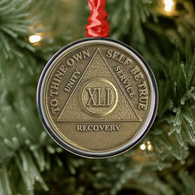 Ornement En Métal 41 Year Sober Anniversary Medallion | Recovery (Arbre)