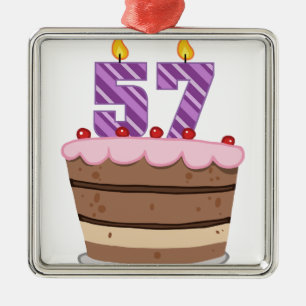 Ornement En Métal 57 ans sur le gâteau d'anniversaire