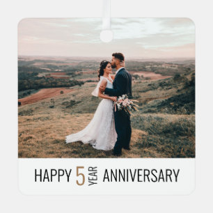 Ornement En Métal 5 ans Anniversaire Photo Keepsaké