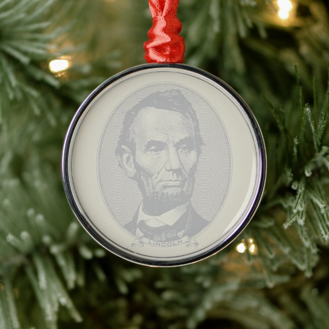 Ornement En Métal $5 Dollar Argent du président Abraham Lincoln (Arbre)