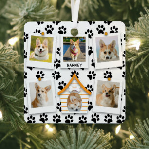 Ornement En Métal 6 Photo Collage Ajouter Nom Chien House Empreintes