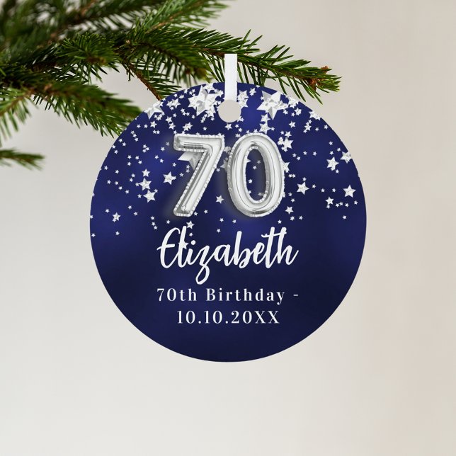 Ornement En Métal 70e anniversaire marine bleu argent étoiles (Créateur téléchargé)