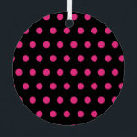 Ornement en métal à points polka (noir et rose néo<br><div class="desc">pois vintages...  pour ceux qui aiment vivre une vie rétro...  Arrière - plan noir avec pois rose néon...  Idée de cadeau...  pour les anniversaires,  les fêtes,  les fêtes et plus encore...  et une déco essentielle...  ou enfilez une carte de voeux... </div>