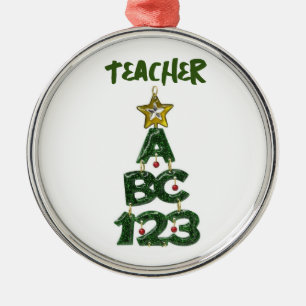 ORNEMENT EN MÉTAL *ABC 123* ORNAMENT "ENSEIGNANT"