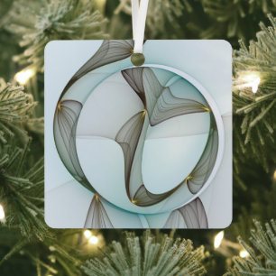 Ornement En Métal Abstrait Art Turquoise Brown Gold Elegance Carré