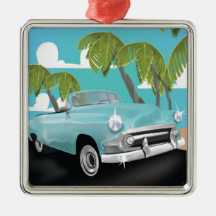 Ornement En Métal Affiche de voyage de voiture vintage cubaine