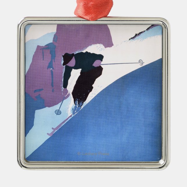 Ornement En Métal Affiche promotionnelle de ski de sports d'hiver (Devant)