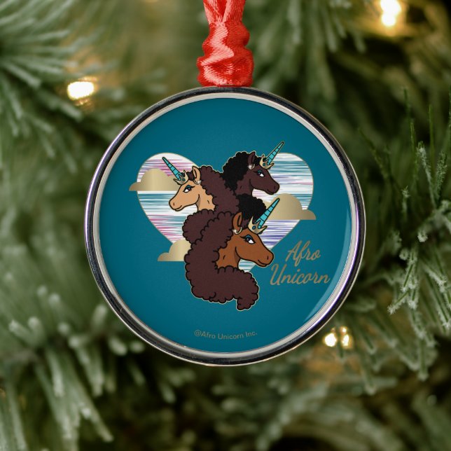 Ornement En Métal Afro Unicorn Trio Coeur Design (Arbre)