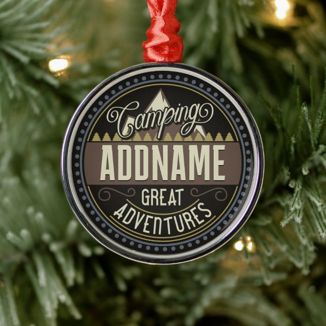 Ornement En Métal AJOUT Personnalisé Family Camp Trip Camping Réunio (Arbre)