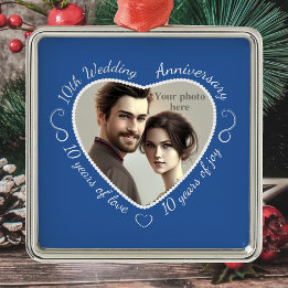 Ornement En Métal Ajoutez votre photo 10 ans de mariage