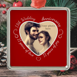 Ornement En Métal Ajoutez votre photo 11 ans de mariage