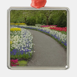 Ornement En Métal Allée de trottoir à travers les tulipes et les jon