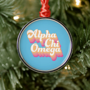Ornement En Métal Alpha Chi Omega Écriture Groovy