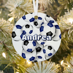 Ornement En Métal amas bleu noir ballon de football balle sport