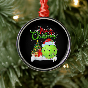 Ornement En Métal Amateur de Pickleball Xmas Père Noël Pickleball