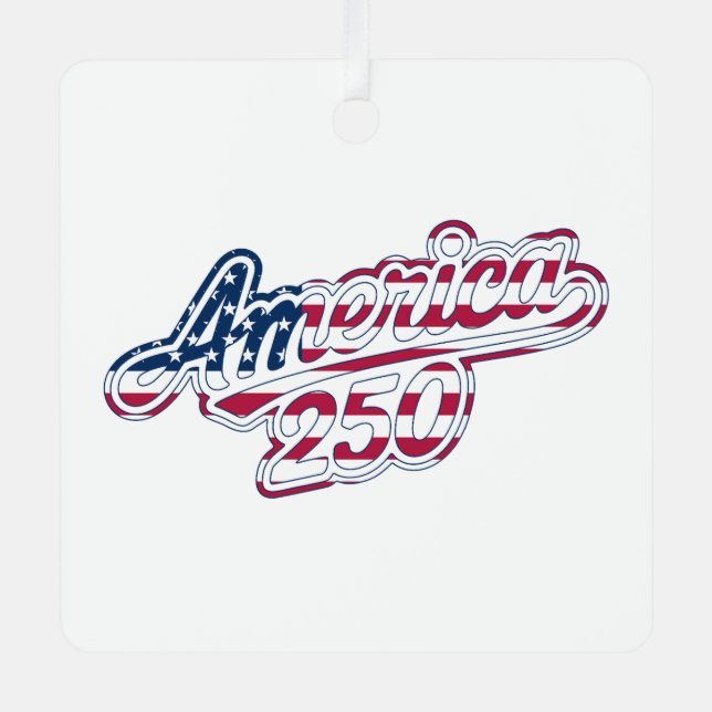 Ornement En Métal America 250 Flag Script Semiquincentennial Design (Recto)