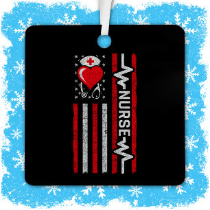 Ornement En Métal American Flag Hero Heart Life Infirmière appréciat