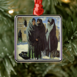 Ornement En Métal Amérindiens vintages, filles de Taos par Walter Uf