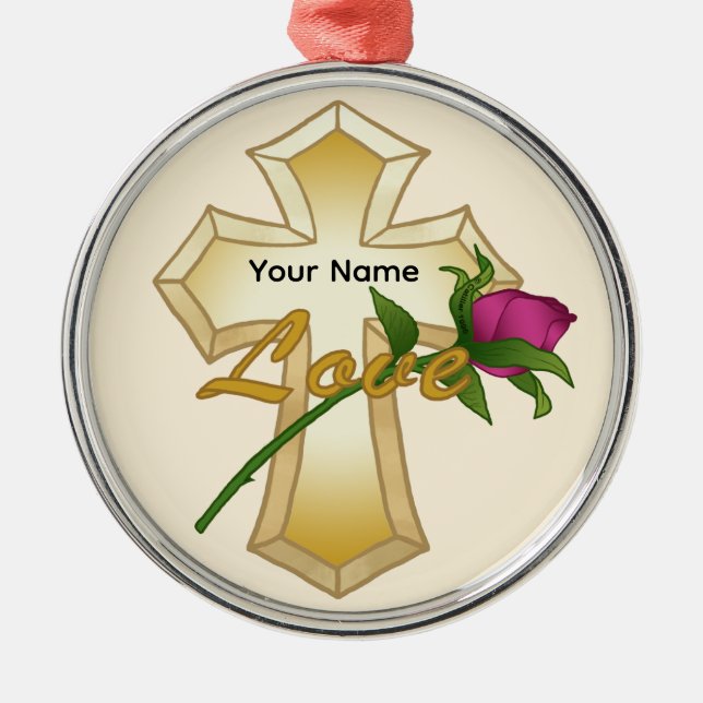 Ornement En Métal Amour Rose Croix chrétienne (Devant)