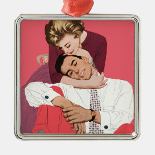 Ornement En Métal Amour vintage et romance, Nouveaux mariés en rose