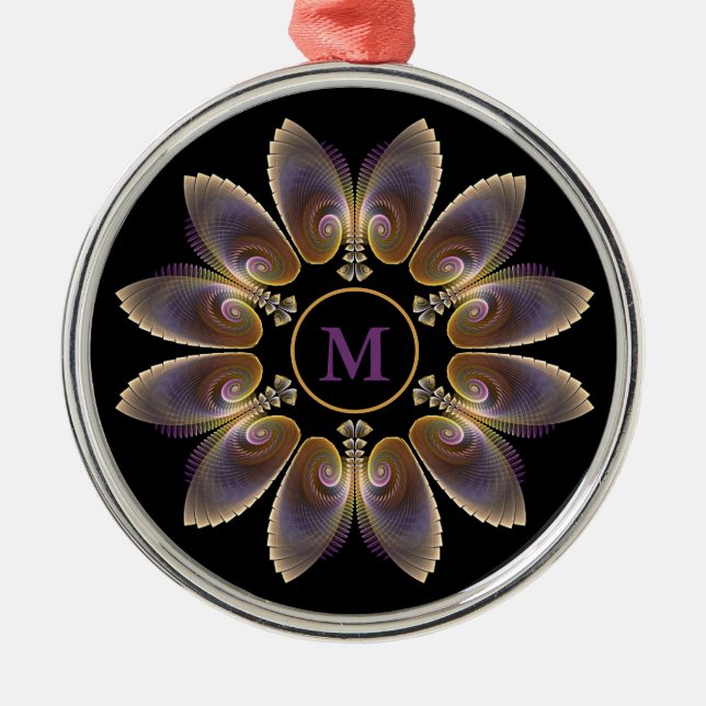 Ornement En Métal Ange Abstraite ailes Mandala Monogramme fractal (Devant)