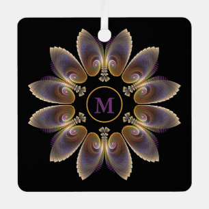 Ornement En Métal Ange Abstraite ailes Mandala Monogramme fractal