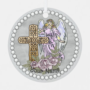 Ornement En Métal Ange chrétien Mes roses croix