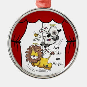 Ornement En Métal Anges de Lion et d'Agneau