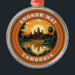 Ornement En Métal Angkor Vat Cambodge - Badge d'Art Voyage<br><div class="desc">Image vectorielle Angkor Vat. Angkor Wat est un complexe de temples au Cambodge qui est considéré comme la plus grande structure religieuse au monde par Guinness World Records. Il est situé dans l'ancienne capitale khmère d'Angkor,  dans le nord du Cambodge.</div>