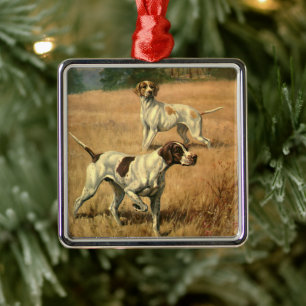 Ornement En Métal Animaux Vintage, Chiens de Chasse Pointer Anglais