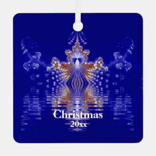 Ornement En Métal Année personnalisée de l'ornement de Noël bleu et 