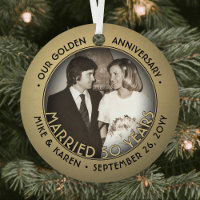 Any Text 2 Photo Golden 50th Mariage Anniversary
