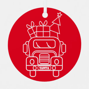 Ornement En Métal Aperçu camion de Noël Père Noël voiture vue avant